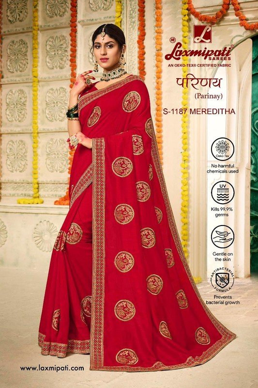 Laxmipati Parinay S-1187 Red Vichitra Silk Saree