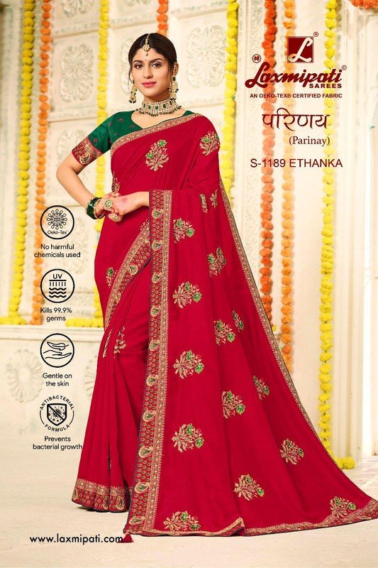 Laxmipati Parinay S-1189 Red Vichitra Silk Saree