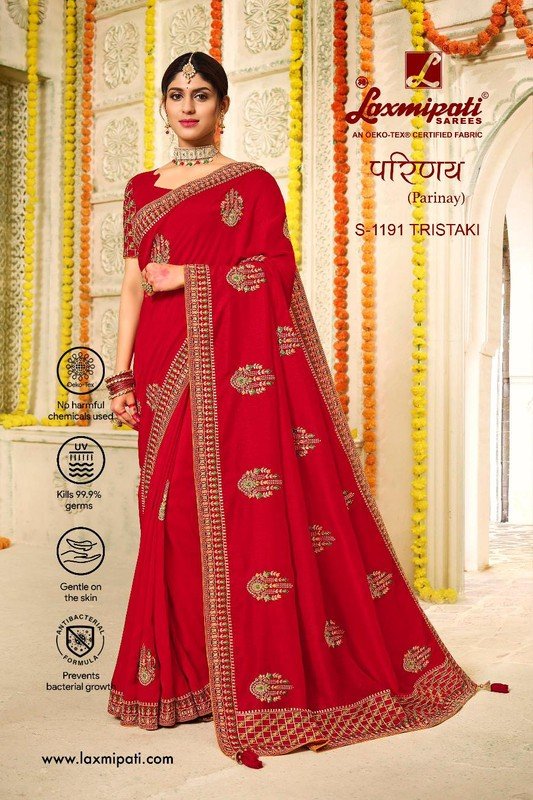 Laxmipati Parinay S-1191 Red Vichitra Silk Saree