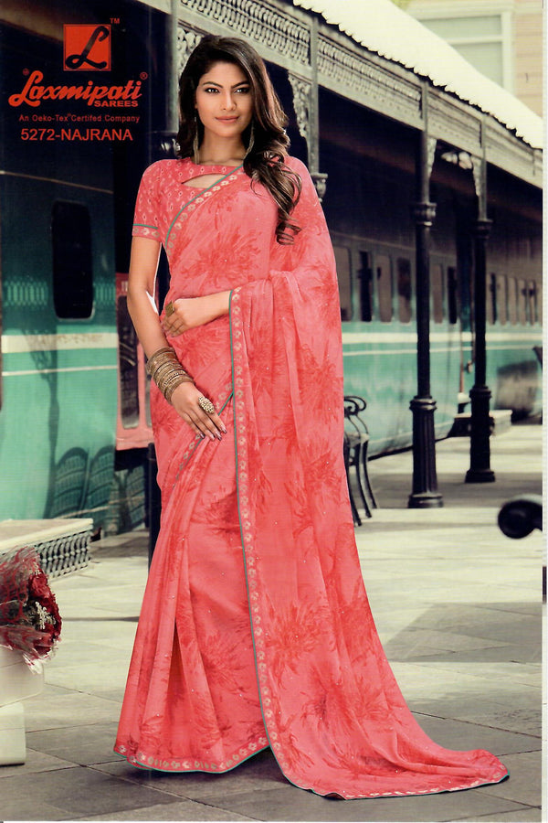 Laxmipati Morchadi 5272 Pink Chiffon Saree