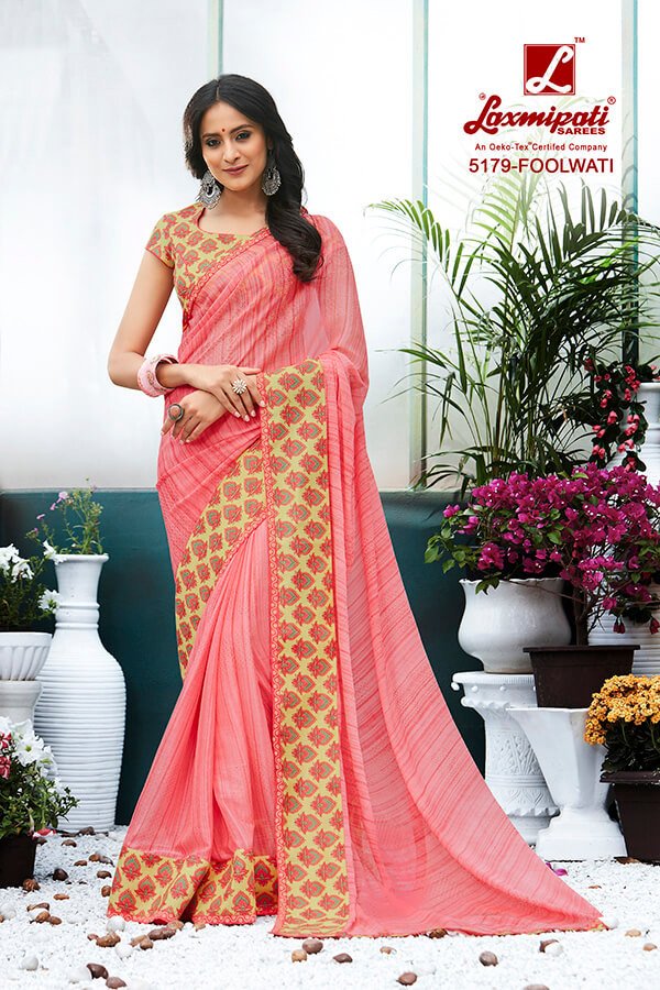 Laxmipati Rangrezi 5179 Pink Chiffon Saree