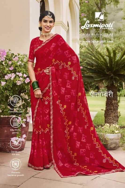 Laxmipati Pitambari 8084 Red Georgette Saree