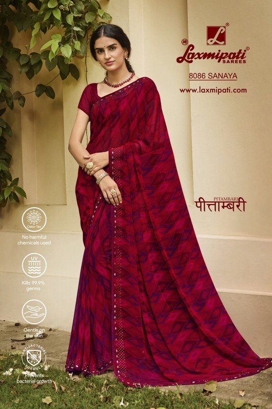 Laxmipati Pitambari 8086 Maroon Georgette Saree