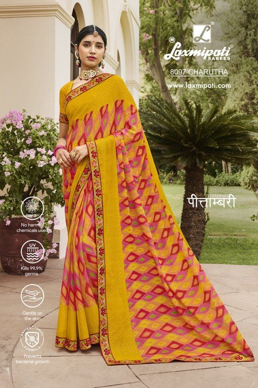 Laxmipati Pitambari 8097 Multicolor Chiffon Saree