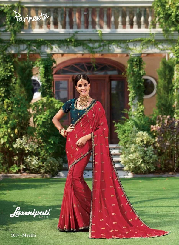 Laxmipati Parineeta 5057 Red Laser Silk Saree