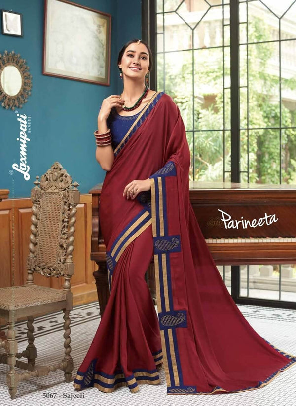 Laxmipati Parineeta 5067 Maroon Laser Silk Saree