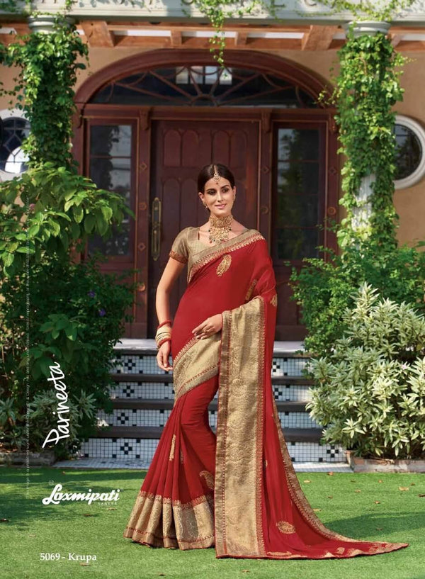 Laxmipati Parineeta 5069 Red Laser Silk Saree