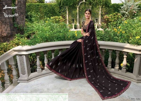 Laxmipati Parineeta 5073 Black Raw Silk Saree