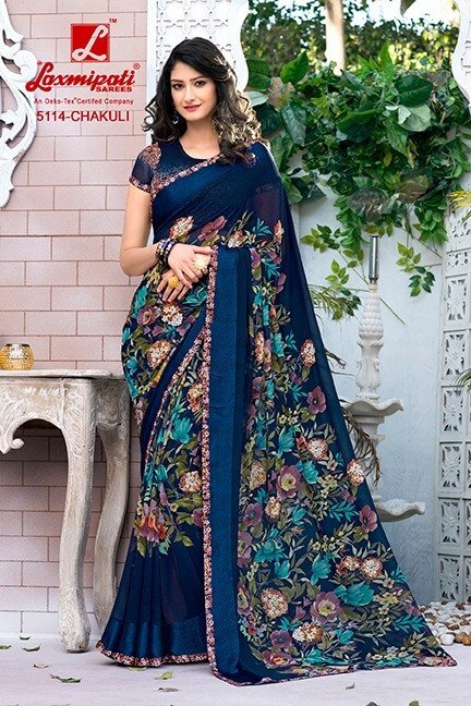 Laxmipati Sabri 5114 Blue Georgette Saree