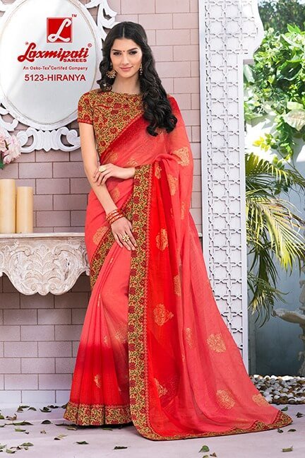 Laxmipati Sabri 5123 Red Georgette Saree