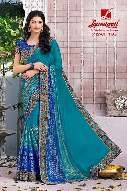 Laxmipati Sabri 5127 Blue Georgette Saree