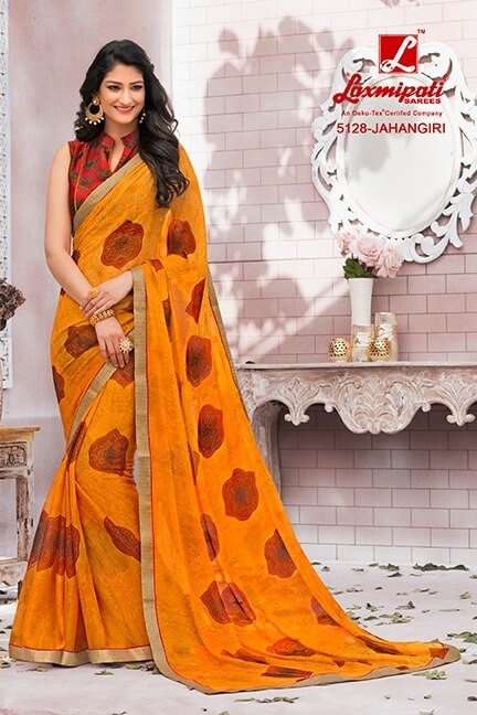 Laxmipati Sabri 5128 Red Chiffon Saree