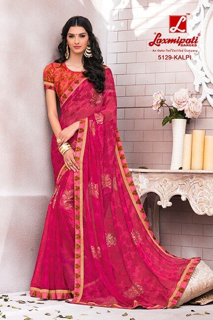 Laxmipati Sabri 5129 Pink Georgette Saree