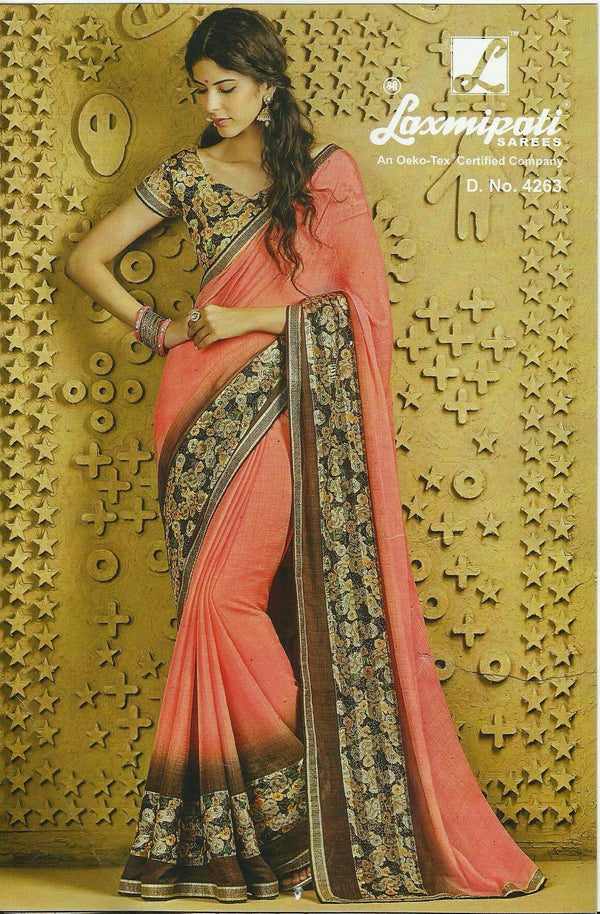 Laxmipati Old Hit 4263 Pink Chiffon Saree