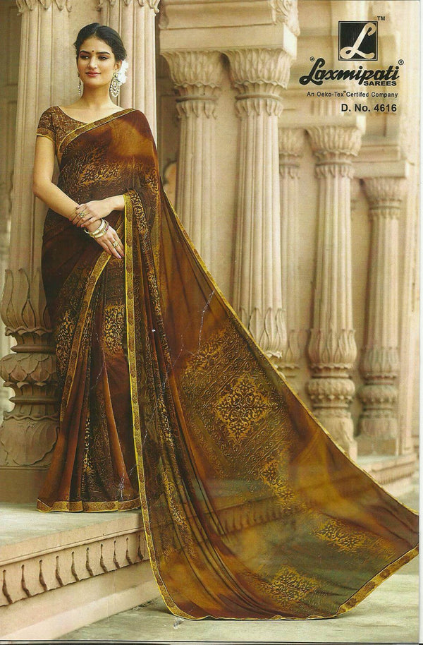 Laxmipati Old Hit 4616 Brown Georgette Saree