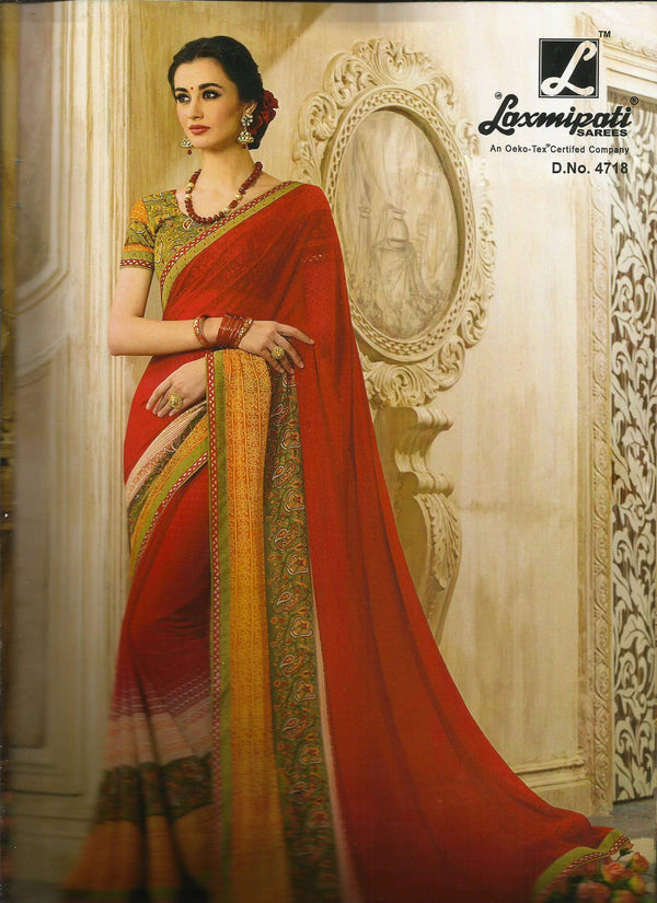 Laxmipati Bhamini 4718 Red Georgette Saree