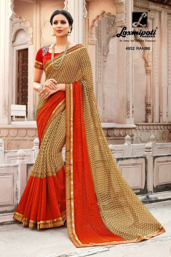 Laxmipati Kamli 4952 Brown Georgette Saree