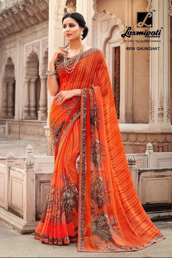 Laxmipati Kamli 4954 Orange Georgette Saree