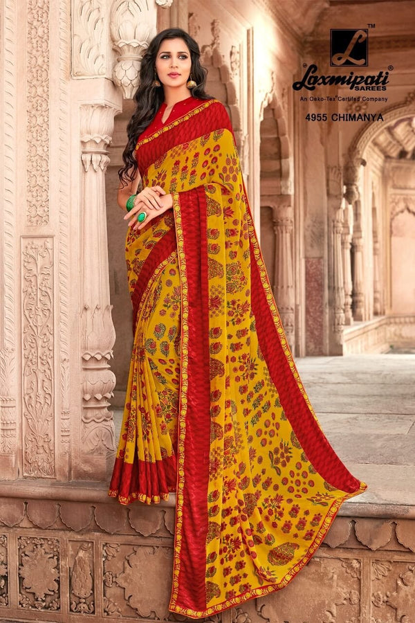 Laxmipati Kamli 4955 Yellow Georgette Saree