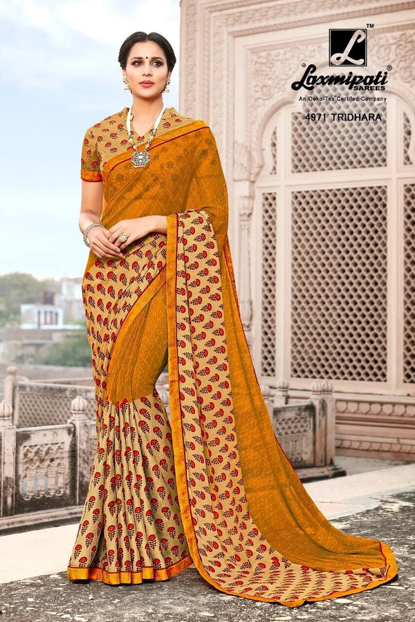 Laxmipati Kamli 4971 Yellow Georgette Saree