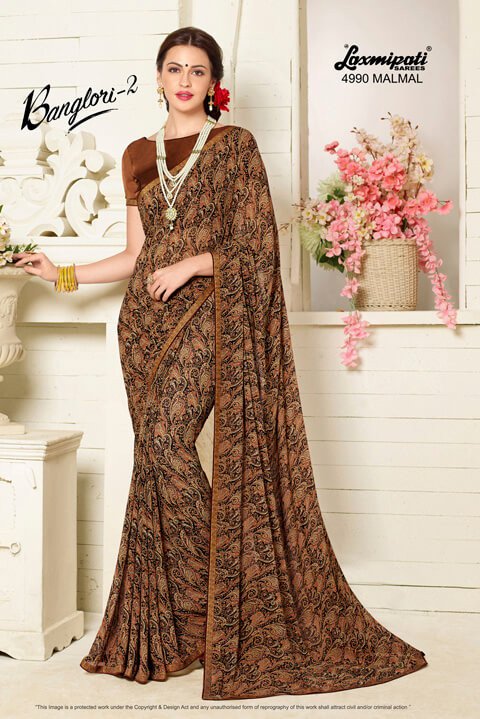 Laxmipati Banglori 4990 Brown Georgette Saree