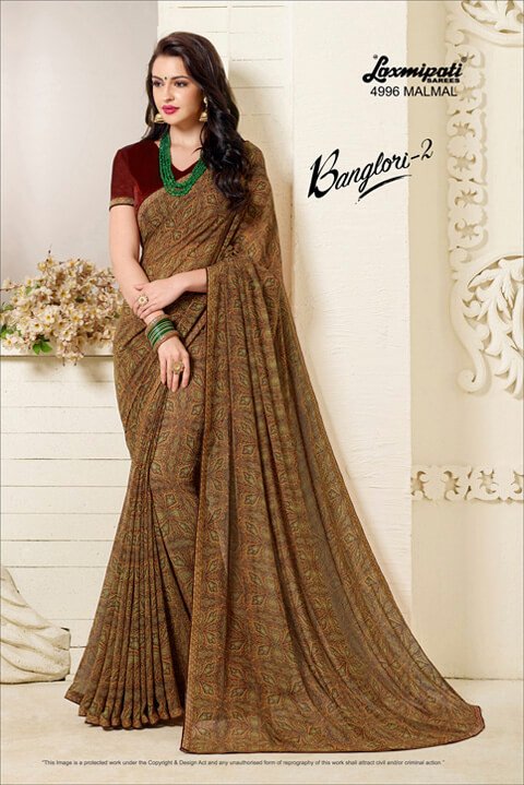 Laxmipati Banglori 4996 Brown Georgette Saree