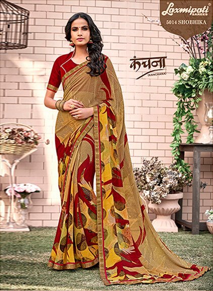 Laxmipati Kanchana 5014 Brown Georgette Saree