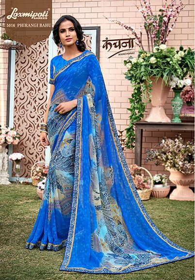 Laxmipati Kanchana 5016 Blue Georgette Saree