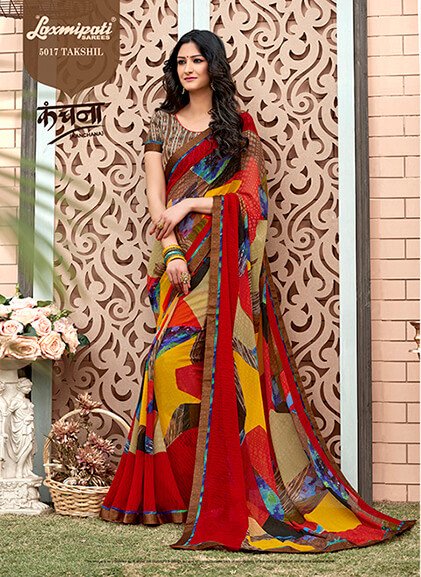 Laxmipati Kanchana 5017 Multicolor Georgette Saree