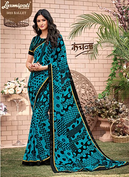 Laxmipati Kanchana 5023 Blue Georgette Saree