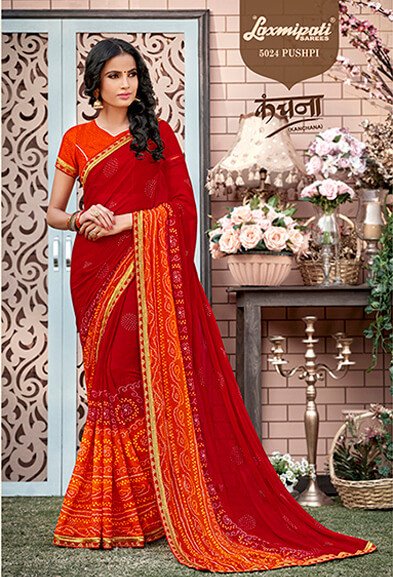 Laxmipati Kanchana 5024 Red Georgette Saree