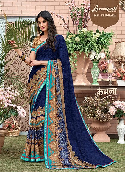 Laxmipati Kanchana 5025 Blue Georgette Saree