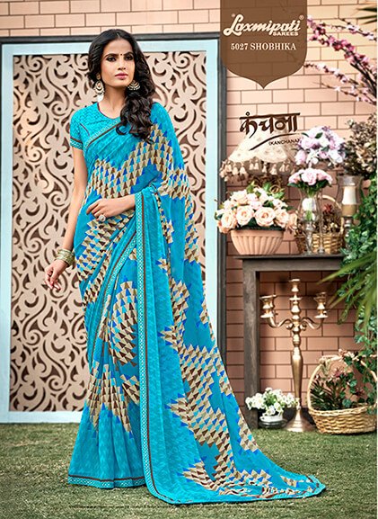 Laxmipati Kanchana 5027 Blue Georgette Saree