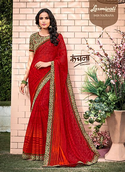 Laxmipati Kanchana 5028 Red Georgette Saree