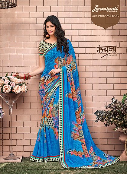 Laxmipati Kanchana 5029 Blue Georgette Saree