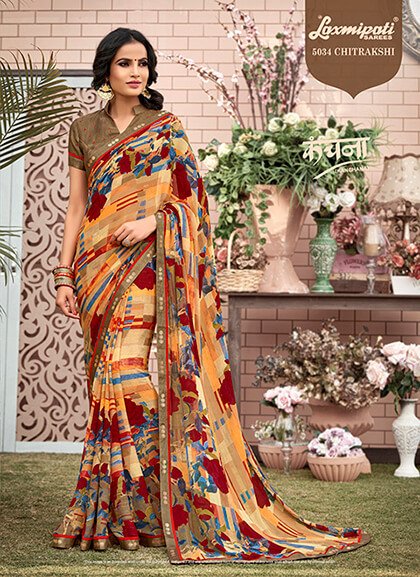 Laxmipati Kanchana 5034 Multicolor Georgette Saree