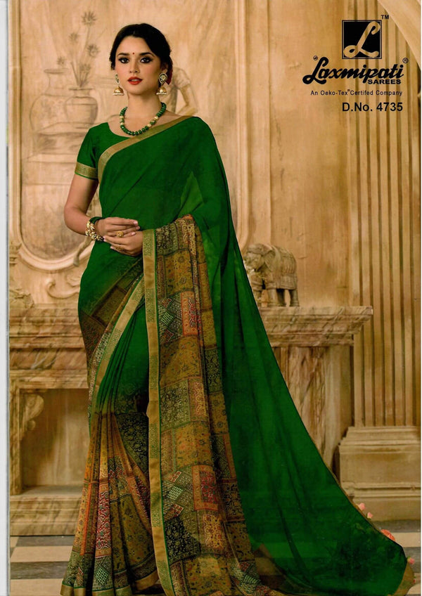 Laxmipati Bhamini 4735 Green Georgette Saree