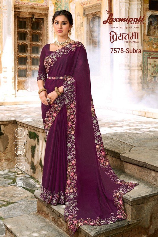 Laxmipati Priyatama 7578 Violet Chiffon Saree