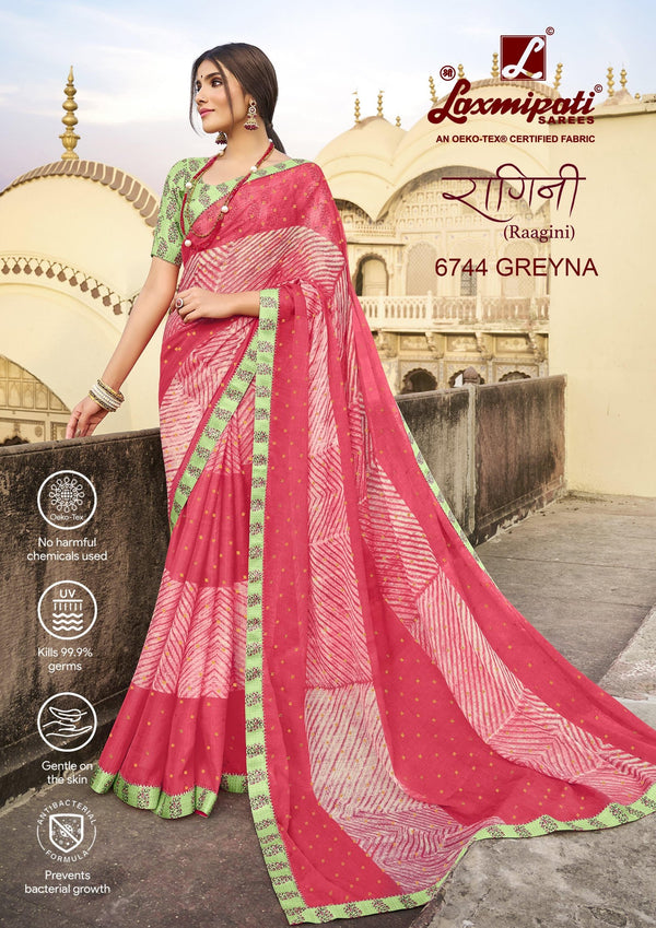 Laxmipati Raagini 6744 Pink Chiffon Saree