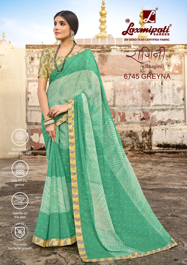 Laxmipati Raagini 6745 Green Chiffon Saree