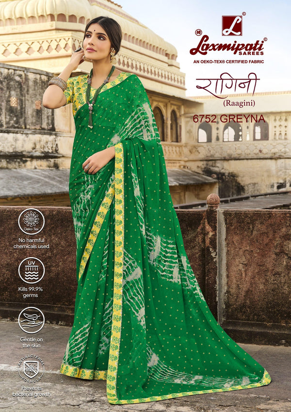 Laxmipati Raagini 6752 Green Chiffon Saree