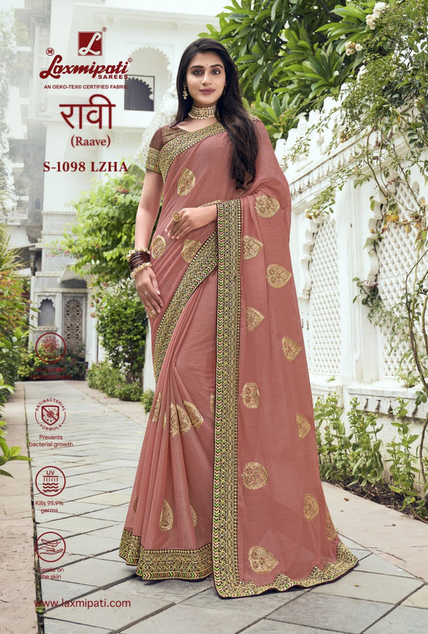 Laxmipati Raave S-1098 Pink Chiffon Saree