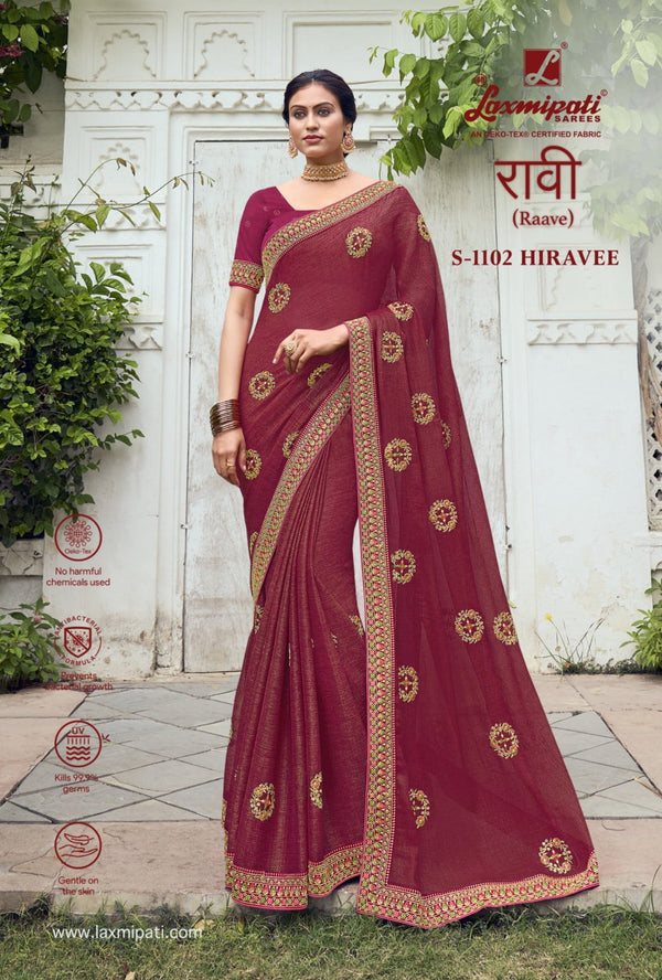 Laxmipati Raave S-1102 Pink Chiffon Saree