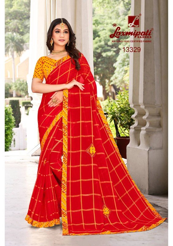 Laxmipati Radha-2 Pm-13329 Red Chiffon Saree