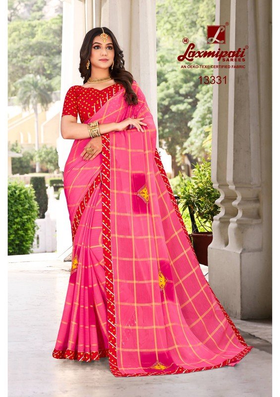 Laxmipati Radha-2 Pm-13331 Pink Chiffon Saree