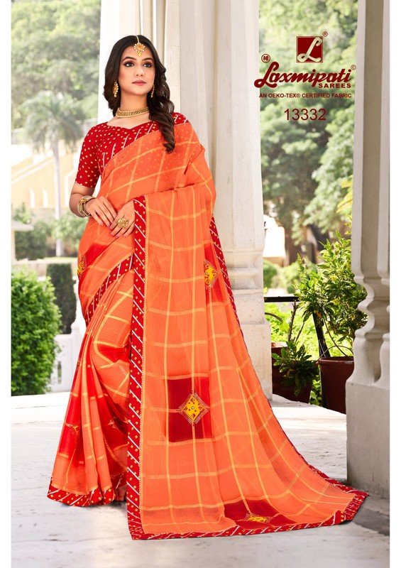 Laxmipati Radha-2 Pm-13332 Orange Chiffon Saree