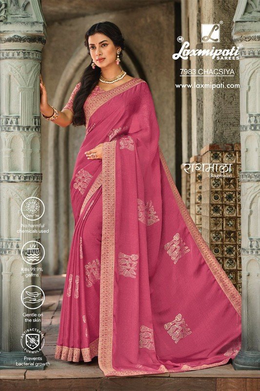 Laxmipati Ragmala 7983 Pink Chiffon Saree