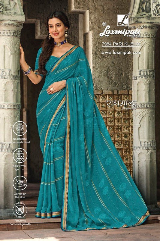 Laxmipati Ragmala 7984 Blue Georgette Saree