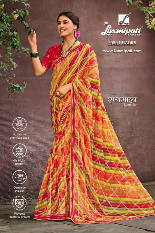 Laxmipati Ragmala 7989 Multicolor Chiffon Saree