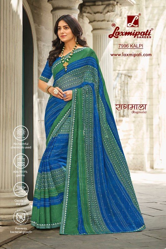 Multicolor Foil Printed Chiffon Saree With Fancy Border